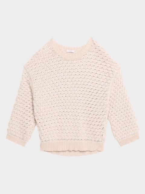 PESERICO Scoop-Neck Macrame Knit Sweater