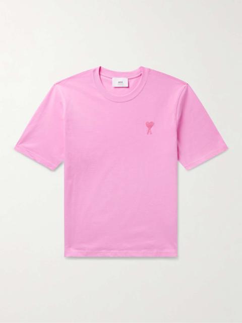 AMI Paris Logo-Embroidered Cotton-Jersey T-Shirt