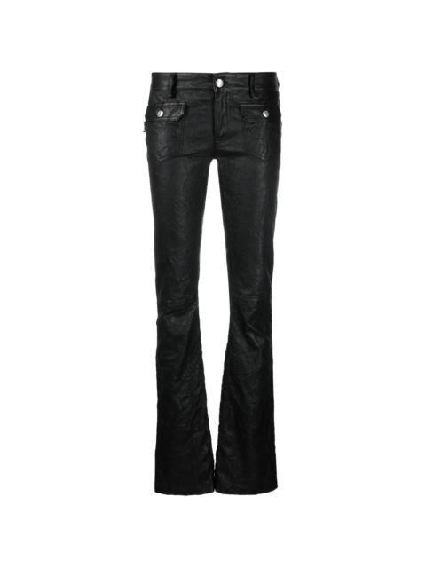 kick-flare leather jeans