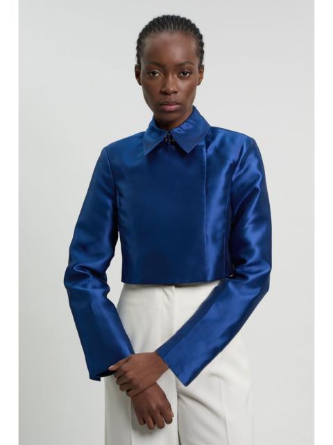 KAREN MILLEN Forever Satin Twill Cropped Wrap Tailored Jacket