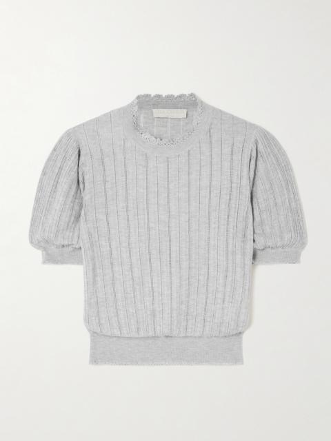 ULLA JOHNSON Gemma Crochet-trimmed Pointelle-knit Sweater