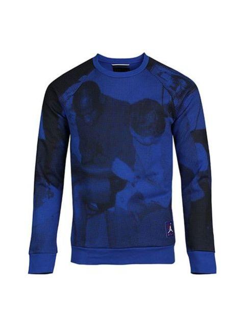 Jordan Air Jordan Fleece Printing Round Neck Blue BQ1384-423
