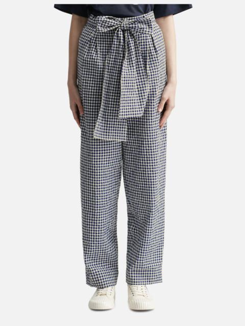 GINGHAM TIE-WAIST TROUSERS