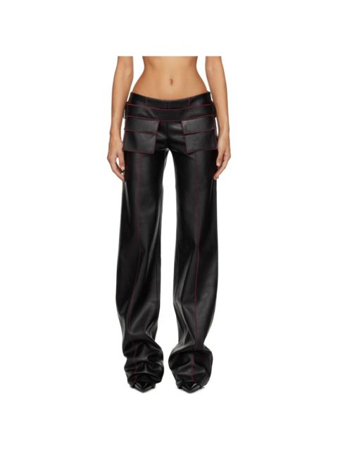 Black Etica Faux-Leather Trousers