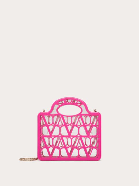 Valentino LE TROISEME MINI SHOPPING BAG IN PLEXI TOILE ICONOGRAPHE