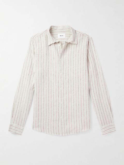 NN07 Enzo 5728 Striped Linen Shirt Neutral