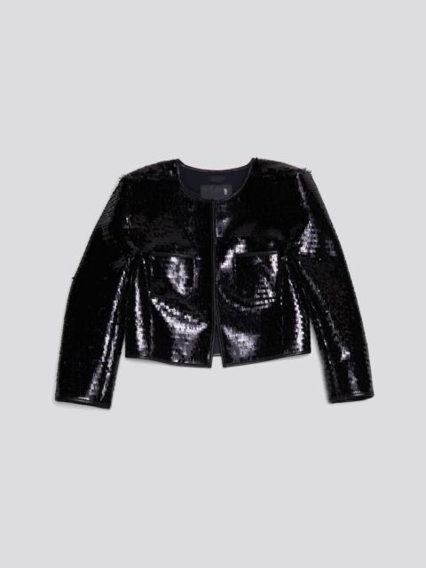 SQUARE SHOULDER SEQUIN JACKET - BLACK