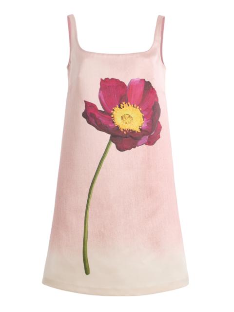 Oscar de la Renta Peony Satin Mini Dress pink