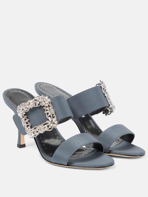 Manolo Blahnik Gable Jewel embellished Crêpe de Chine sandals