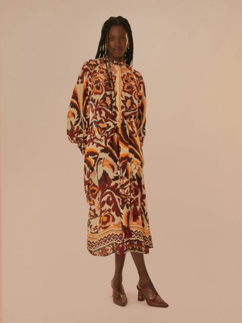 FARM RIO Cream Toucans Scarf Maxi Dress