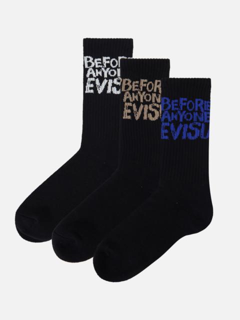 3-PACK GRAFFITI SLOGAN JACQUARD LONG SOCKS