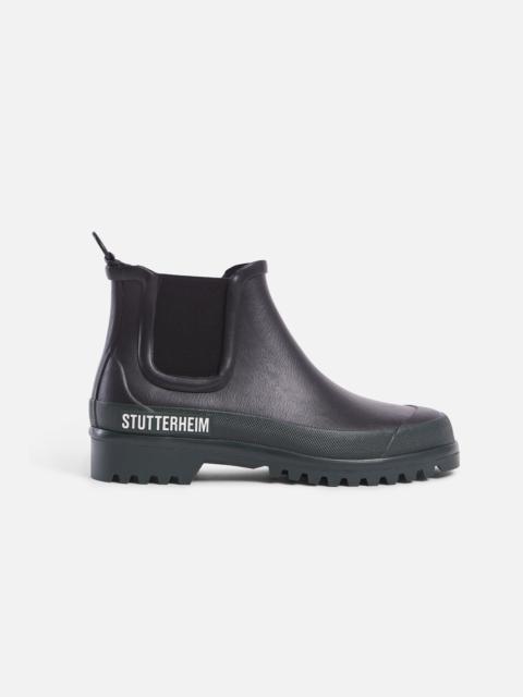 Stutterheim Black and Dark Green Waterproof Chelsea Rainwalker Boots