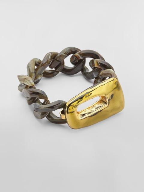 Marni TRAPEZE BRACELET IN METAL RESIN AND GREEN ENAMEL