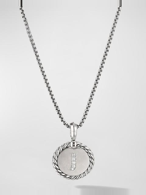 DAVID YURMAN 18mm Initial Cable Collectibles Charm Necklace with Diamonds in Silver