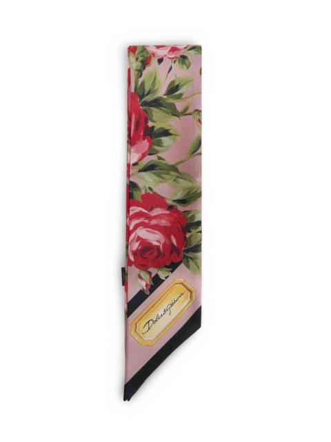 Dolce & Gabbana Rose bouquet print silk twill bandeau