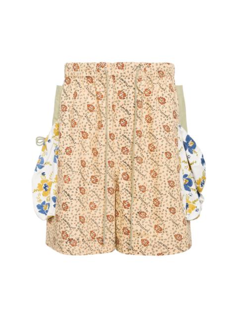 contrast floral-print organic cotton shorts