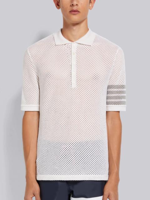 Thom Browne White Cashmere Mesh 4-Bar Polo