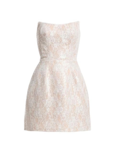 Dress The Population Women's Amity Sequin & Lace Minidress - White Beige