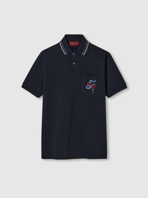 GUCCI Embroidered stretch cotton polo shirt