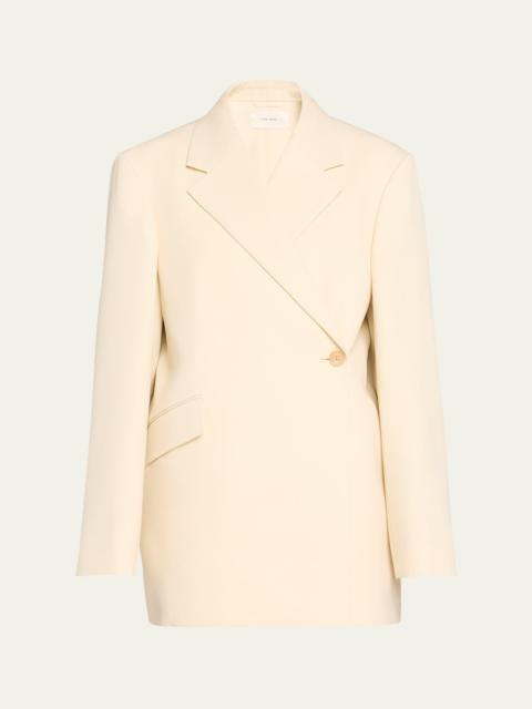 The Row Azul One-Button Wool Jacket, Ivory