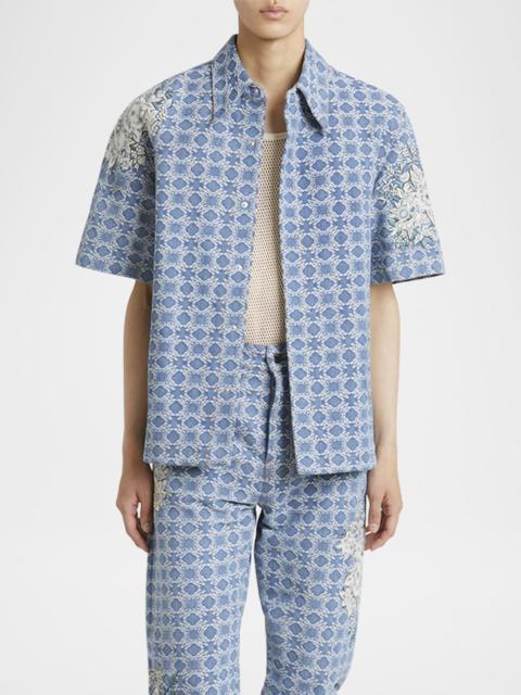 AMIRI Men's Floral Embroidered Sport Shirt