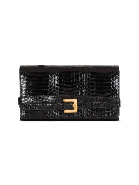 Balmain Women's Shuffle Snakeskin-Embossed Wallet-On-Chain - Noir