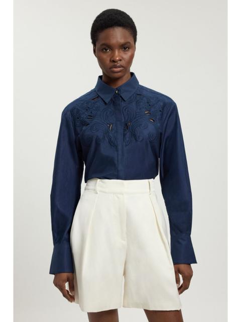 KAREN MILLEN Cotton Poplin Cutwork Shirt