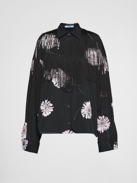 Prada Printed poplin shirt with fringe