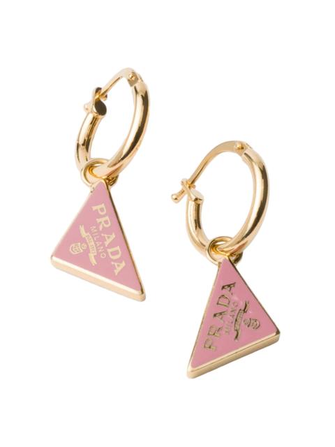 Prada Women's Enameled Metal Earrings - Gold Pink