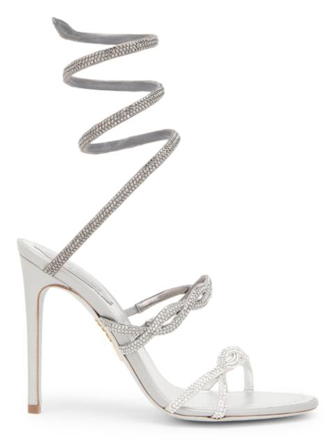 RENE CAOVILLA Women's 105MM Crystal-Embellished Satin Sandals - Silver Satin Labrador