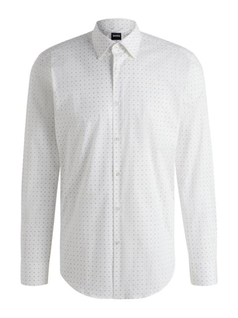 BOSS REGULAR-FIT SHIRT IN GEOMETRIC-PRINTED STRETCH-COTTON POPLIN