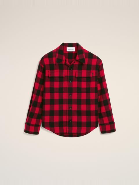 AMI Paris RED WIDE CHECKERED WOOL OVERSHIRT