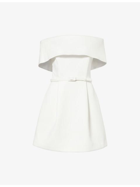NADINE MERABI Harper Off-Shoulder Woven Mini Dress