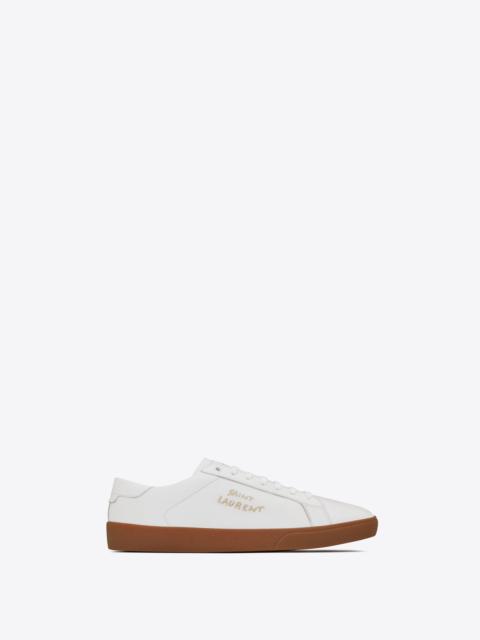 SAINT LAURENT court classic sl/06 embroidered sneakers in grained leather