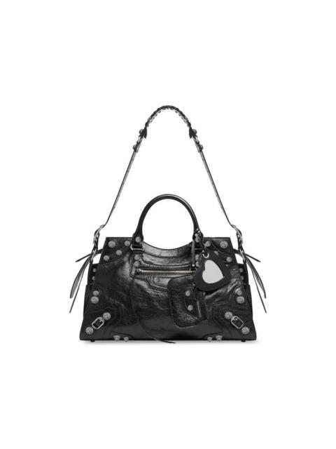BALENCIAGA Women's Neo Cagole City Handbag With Rhinestones in Black