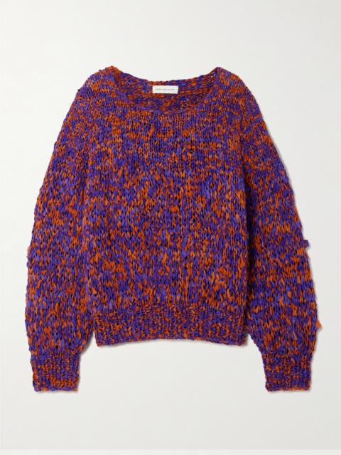 Dries Van Noten Oversized Frayed Printed Cotton Sweater