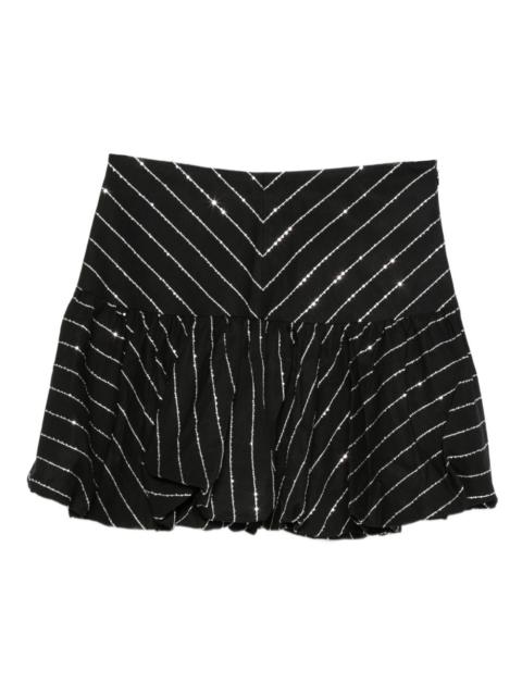 Sandro striped sequin-embellished A-line skirt