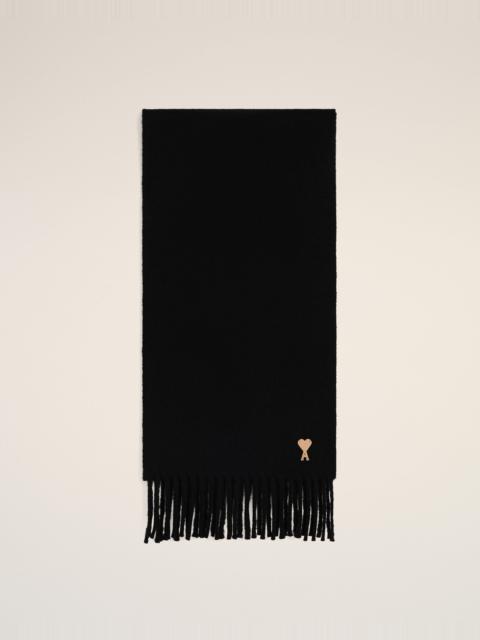 AMI Paris BLACK WOOL SCARF WITH AMI DE COEUR PATCH