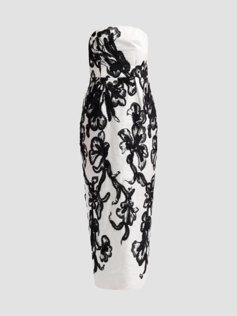 MILLY Women's Orion Chiffon Embroidered Maxi Dress - White Black