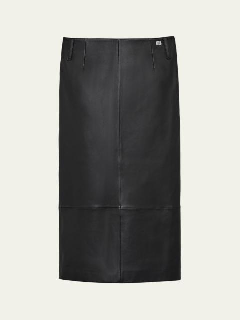 Marc Jacobs Leather Slim Pencil Midi Skirt