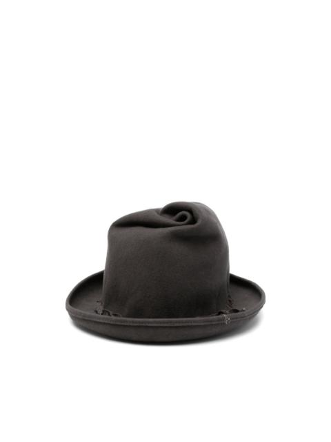 Yohji Yamamoto ruffled-trim fedora hat