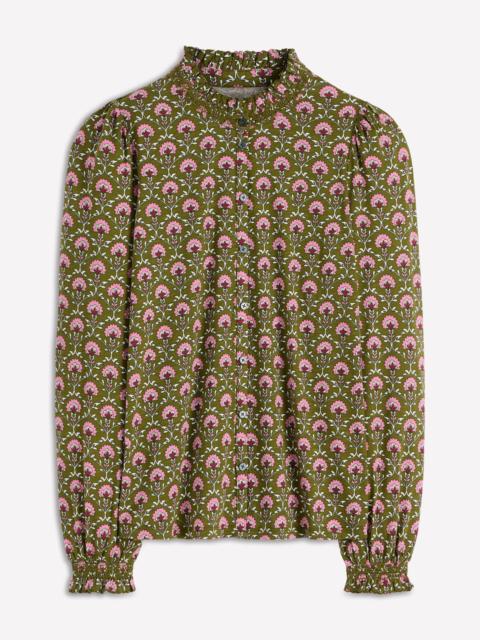 BODEN Effie Smocked Detail Shirt-Mayfly, Flower Lattice