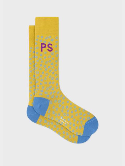 Paul Smith Yellow Cotton-Blend Floral Socks
