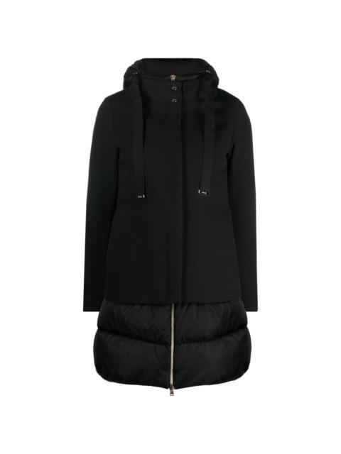 panelled hooded parka