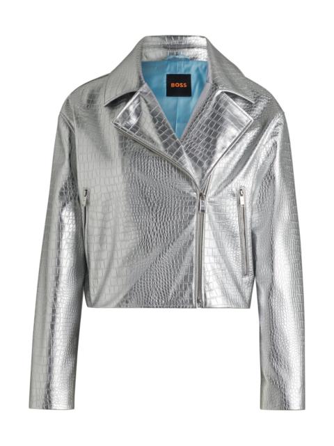 BOSS FAUX-LEATHER JACKET WITH CROCODILE EMBOSSING