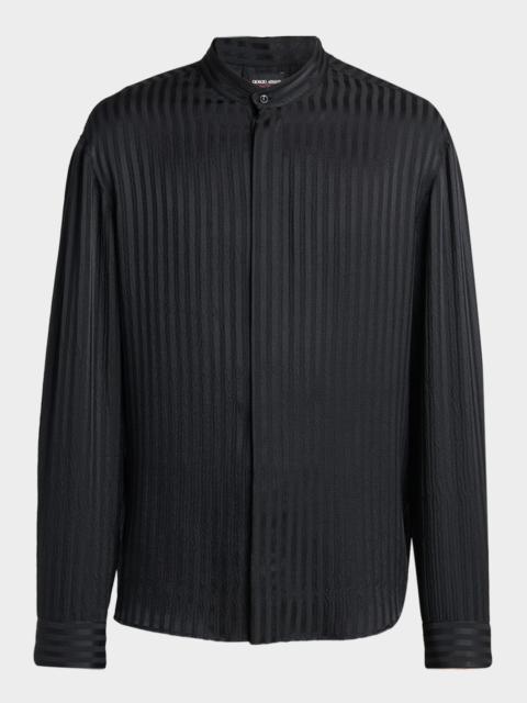 GIORGIO ARMANI Men's Pinstripe Silk Blend Shirt