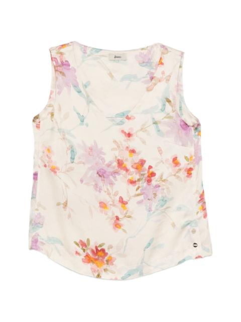 Herno floral-pattern V-neck top