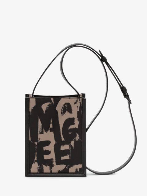 Alexander McQueen Mcqueen Graffiti Edge Mini Crossbody Bag in Black/beige