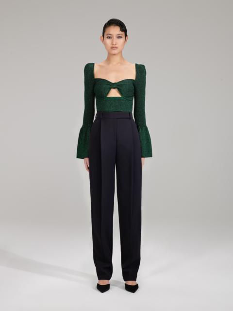 self-portrait Green Lurex Knit Top