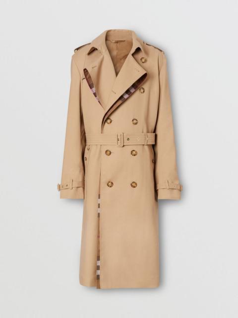 Wool Silk and House Check Loop-back Trench Coat